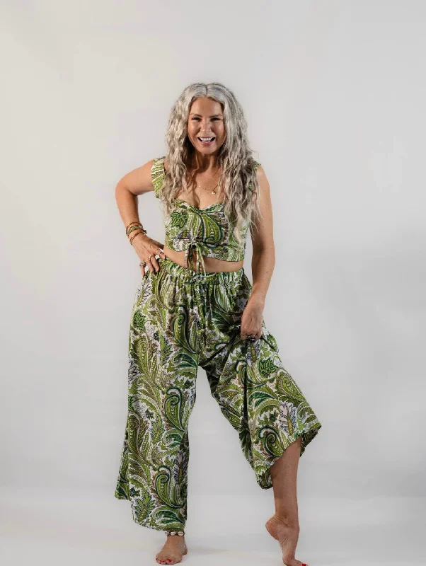 Island life Trousers - Green Paisley Trousers practical durable