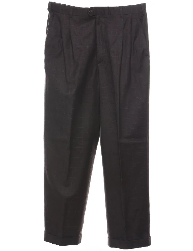 Wool Checked Pattern Trousers - W34 L31 Trousers Cargo pockets