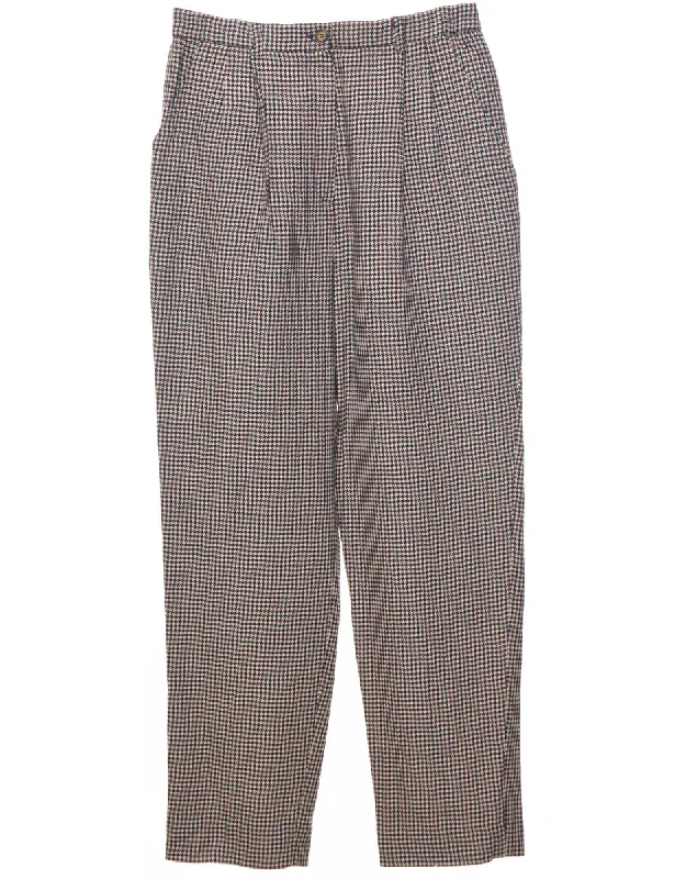 Wool Houndstooth Trousers - W30 L29 Trousers Designer Luxury