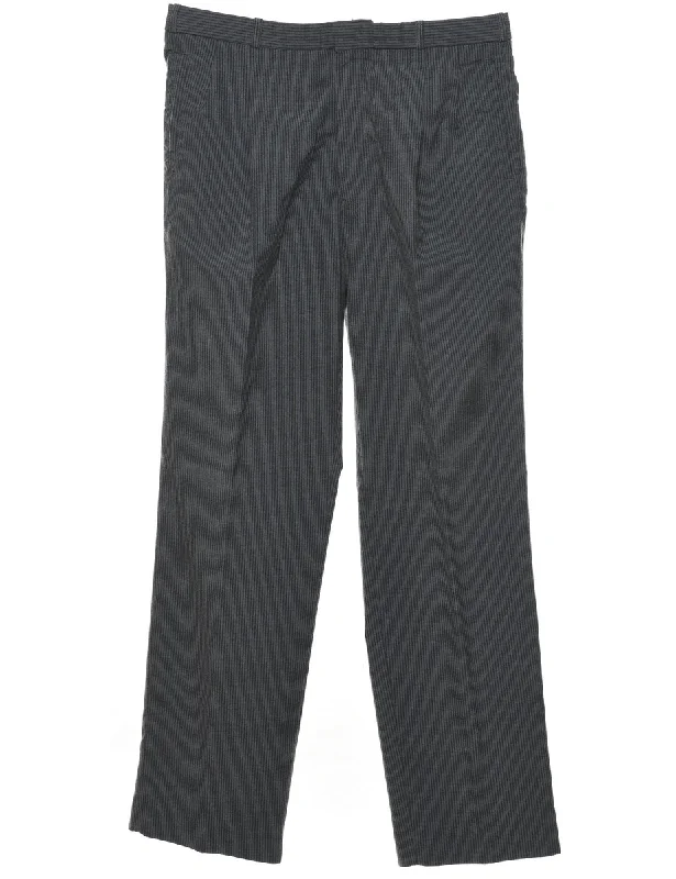 Striped Pattern Grey Classic Trousers - W36 L32 Trousers New Arrival