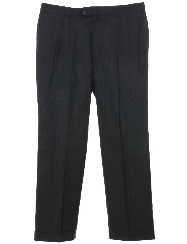 Wool Pinstriped Trousers - W35 L29 Trousers Timeless Classic