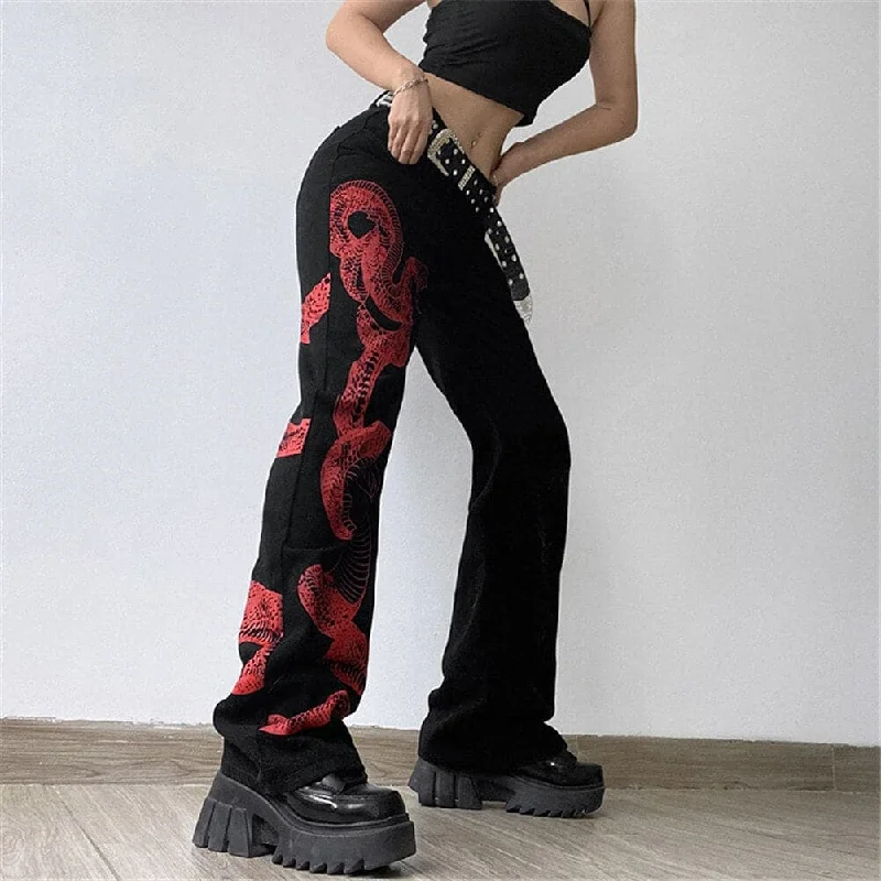 DressBetty - Low Waist Hippie Jeans Long Trousers Women Drawstring Ruched Flare Pants Skin Friendly Comfortable Dark Weird Puss Trousers Review Highly DressBetty - Low Waist Hippie Jeans Long Trousers Women Drawstring Ruched Flare Pants Skin Friendly Comfortable Dark Weird Puss Trousers Review Highly