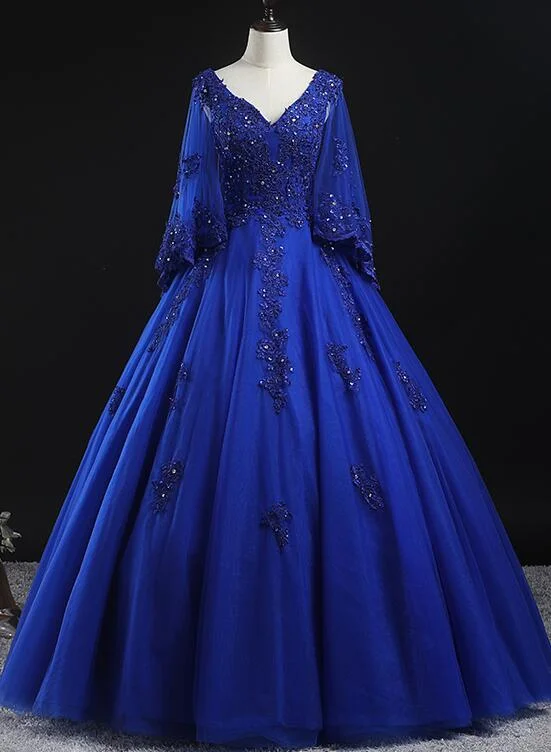 Royal Blue Ball Gown Lace Applique Quinceanera Dresses, Tulle Floor Length Sweet 16 Dresses Prom Dress cg19474 Royal Blue Ball Gown Lace Applique Quinceanera Dresses, Tulle Floor Length Sweet 16 Dresses Prom Dress cg19474