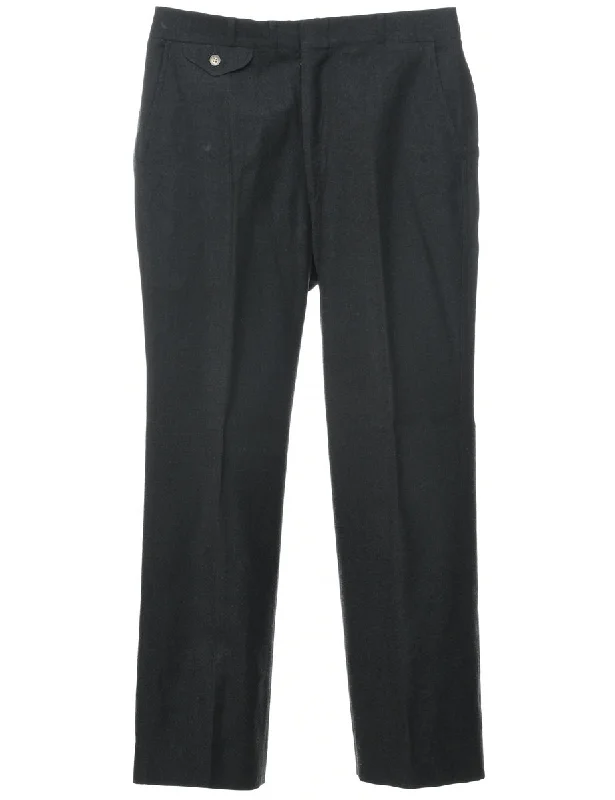 Wool Black Trousers - W33 L31 Chinos Cotton Straight Leg