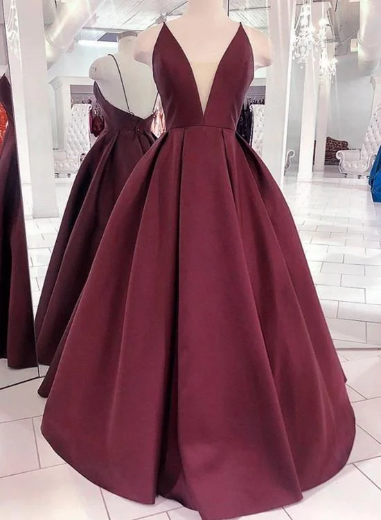 Burgundy V Neck Backles Satin Long Prom Dress, Backless Dark Red Formal Dress cg19473 Burgundy V Neck Backles Satin Long Prom Dress, Backless Dark Red Formal Dress cg19473