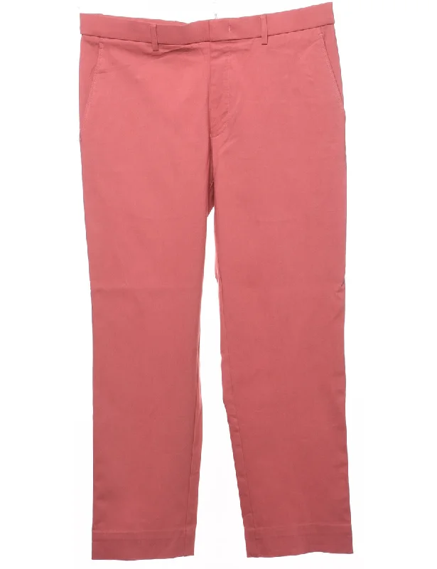 Tommy Hilfiger Pink Straight-Fit Trousers - W33 L32 Trousers Essential Wardrobe