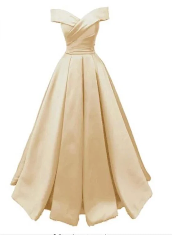 Champagne Satin Off Shoulder Satin A-Line New Style Party Dress, Long Prom Dress 2021 cg19472 Champagne Satin Off Shoulder Satin A-Line New Style Party Dress, Long Prom Dress 2021 cg19472