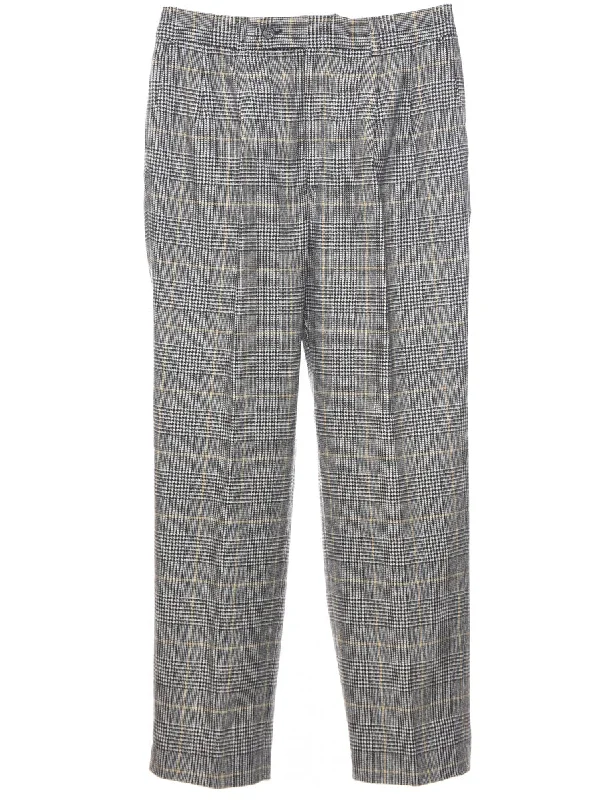 Wool Checked Pattern Trousers - W32 L29 Trousers Tapered Slim Fit