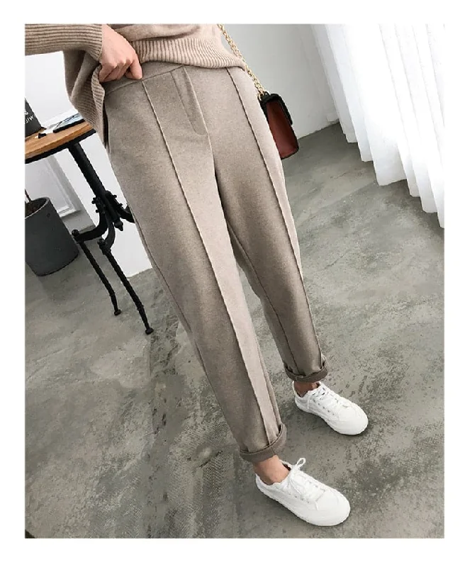 DressBetty - Winter Thicken Women Pencil Pants Plus Size Wool Pants Female Autumn High Waist Loose Trousers Capris Good Fabric High Waist Slim Fit Ankle Length DressBetty - Winter Thicken Women Pencil Pants Plus Size Wool Pants Female Autumn High Waist Loose Trousers Capris Good Fabric High Waist Slim Fit Ankle Length