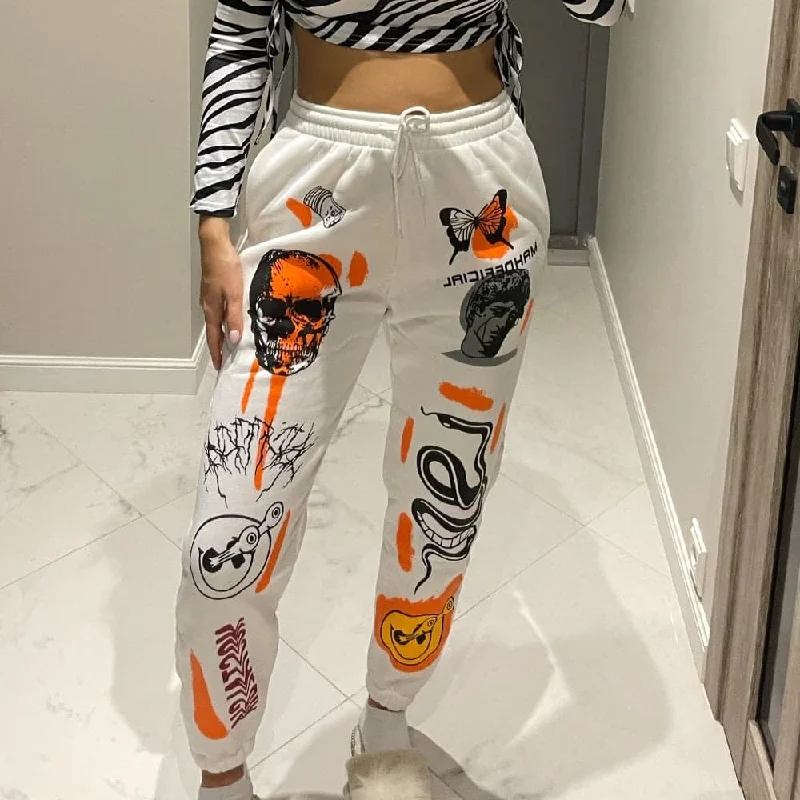 DressBetty - Woman Sweatpants Trousers Harajuku Jogger Cartoon Skull Print Streetwear Urban Sweat Vintage Pants Trousers versatile all-occasion DressBetty - Woman Sweatpants Trousers Harajuku Jogger Cartoon Skull Print Streetwear Urban Sweat Vintage Pants Trousers versatile all-occasion