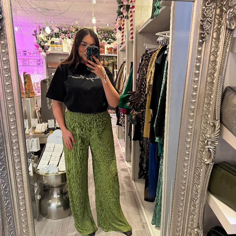 Relaxed fit pea green trouser Trousers Mesh Breathable
