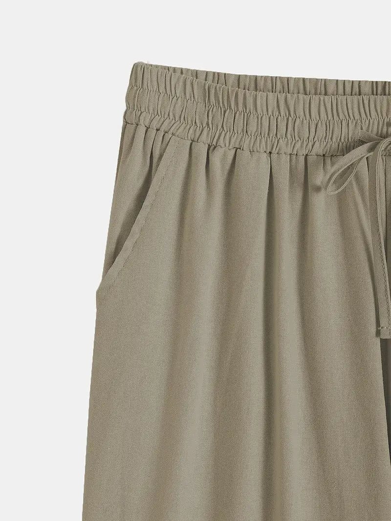 Relaxed Fit Linen Trousers with Side Pockets Trousers Spring Floral
