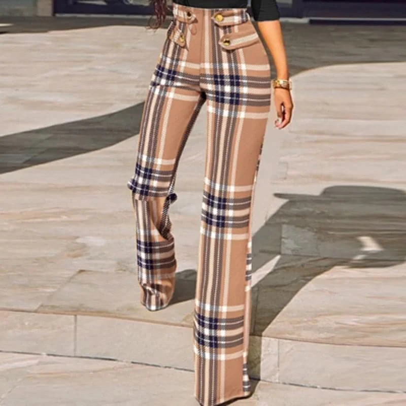DressBetty - Women Elegant Skinny Straight Pants Spring New New Houndstooth Plaid Print Trouser All Match High Waist Office Suit Slim Trouser Trousers fashionable chic DressBetty - Women Elegant Skinny Straight Pants Spring New New Houndstooth Plaid Print Trouser All Match High Waist Office Suit Slim Trouser Trousers fashionable chic
