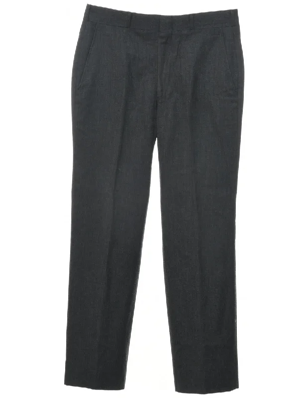Wool Dark Grey Trousers - W33 L30 Trousers Modern Contemporary