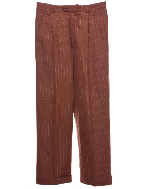 Wool Striped Pattern Trousers - W33 L31 Trousers stylish elegant