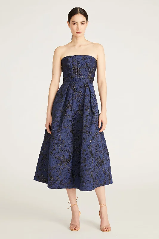 Monique Lhuillier Isabel Jacquard Midi Dress - Midnight Multi
