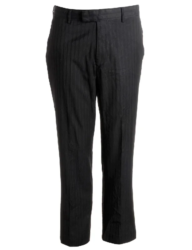 Reworked Cropped Dana Tapered Trousers - W36 Trousers Denim Blue