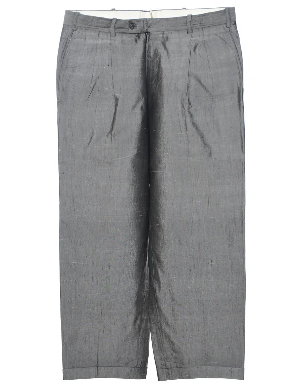 Shiny Silver Metallic Trousers - W34 L27 Trousers Seasonal Trendy