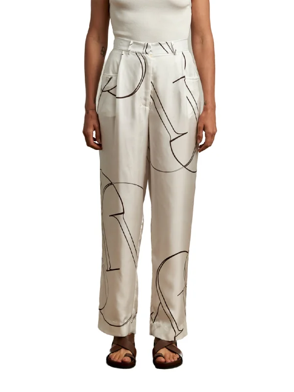 Emery Trouser | Silk Print Naturale Trousers Solid Black