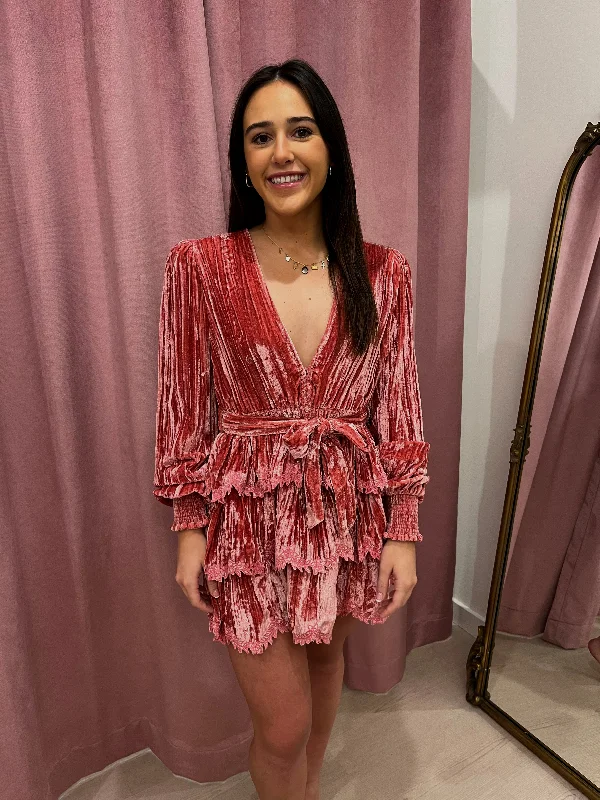 Hemant & Nandita Reha Pink Velvet Dress