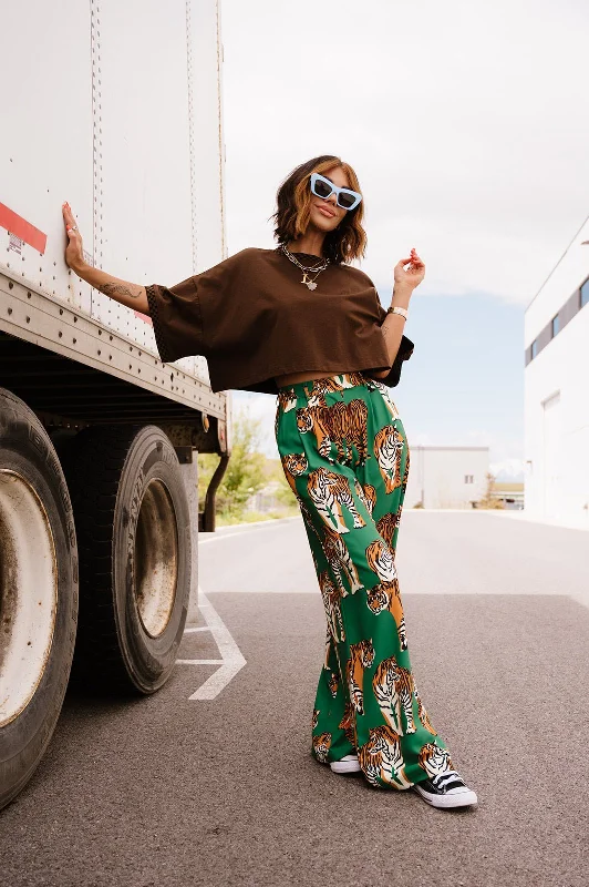 Never Taking These Off Trousers in Tiger Tales Cropped Trousers Casual Linen