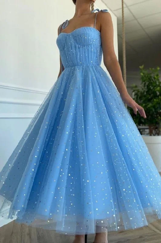 Light Blue Sparkling Homecoming Dress,Graduation School Party Gown