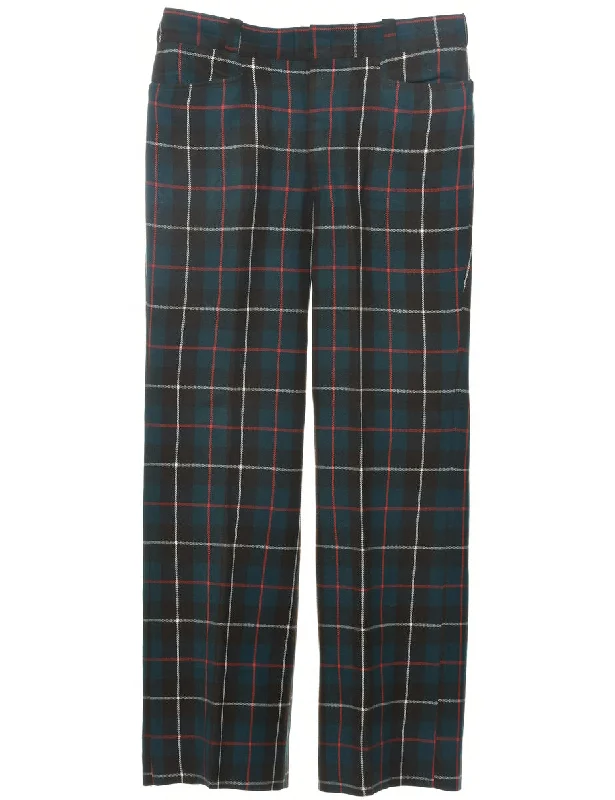 Tartan Trousers - W35 L32 Trousers Summer Linen