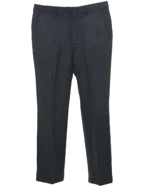 Striped Pattern Navy Trousers - W34 L30 Trousers Review Highly