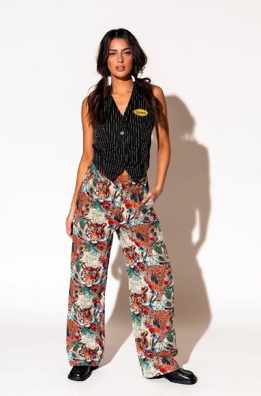 Wild Soul Tiger Jacquard Trousers Trousers Flared Retro