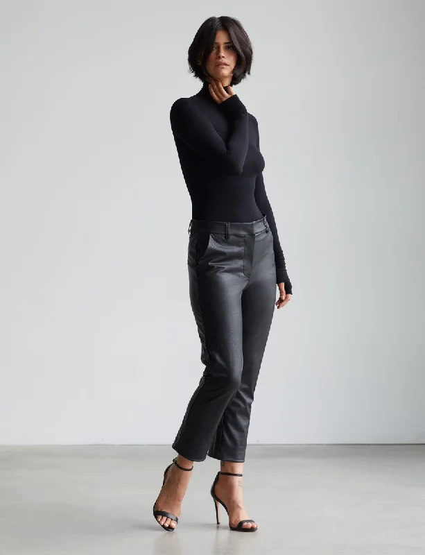 Faux Leather 7/8 Trouser | Black Trousers Modern Contemporary
