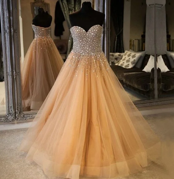 Luxury Champagne Strapless Quinceanera Prom Dresses ,Long Crystal Beaded Prom Dress cg19265 Luxury Champagne Strapless Quinceanera Prom Dresses ,Long Crystal Beaded Prom Dress cg19265