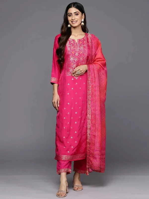 Magenta Self Design Silk Blend Straight Kurta With Trousers & Dupatta Trousers Cargo Utility Magenta Self Design Silk Blend Straight Kurta With Trousers & Dupatta Trousers Cargo Utility