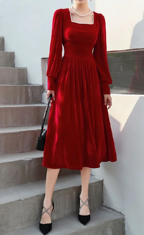 Long Sleeve Velvet Dress prom dresses Evening Gowns   cg19424
