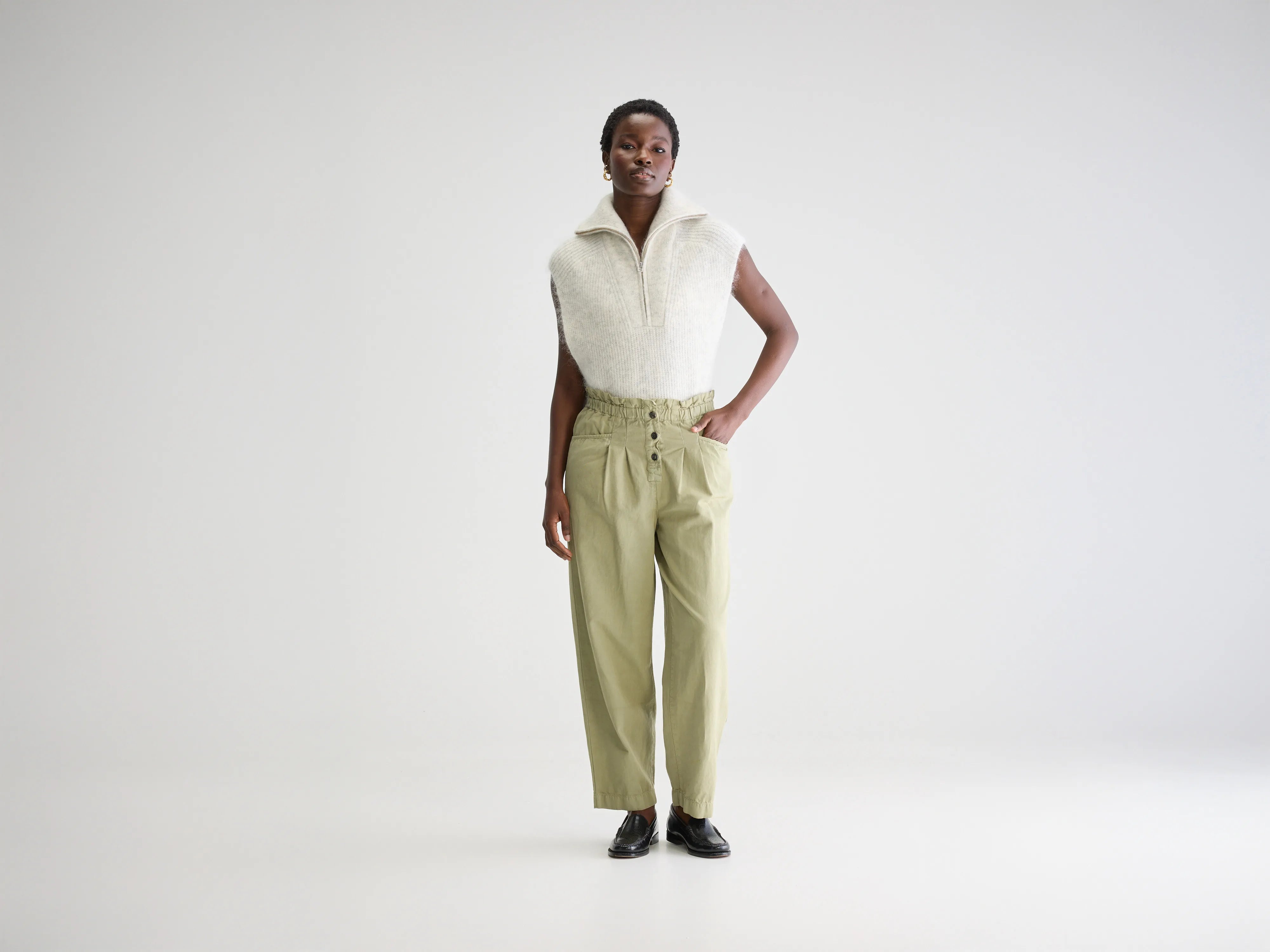 Lilow paperbag trousers (251 / W / SAUGE) Trousers Trousers Formal
