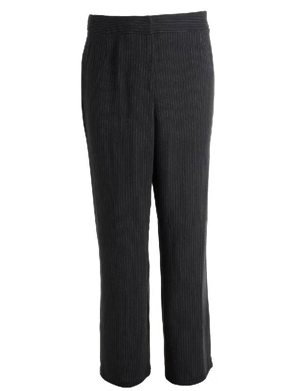 Reworked Cropped Dana Tapered Trousers - W34 Trousers Solid Black