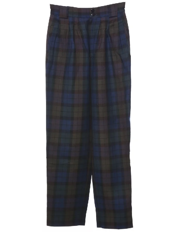 Wool Checked Trousers - W25 L27 Trousers Solid Black