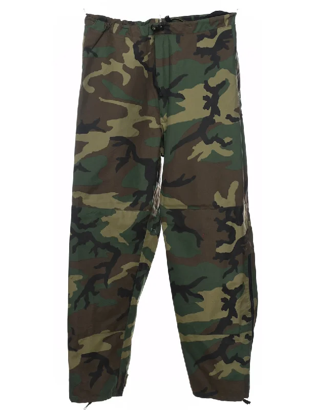 U.S Woodland Camouflage Print Cargo Trousers - W32 L30 Trousers fashionable trendy