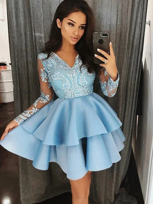 Light Blue Short Prom Dress, Homecoming Dresses, Graduation School Party Gown
