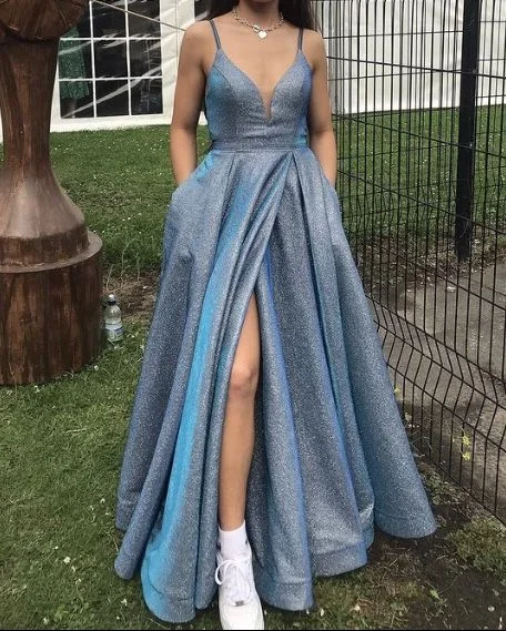 spaghetti straps gown leg split long prom dress evening dress    cg19554