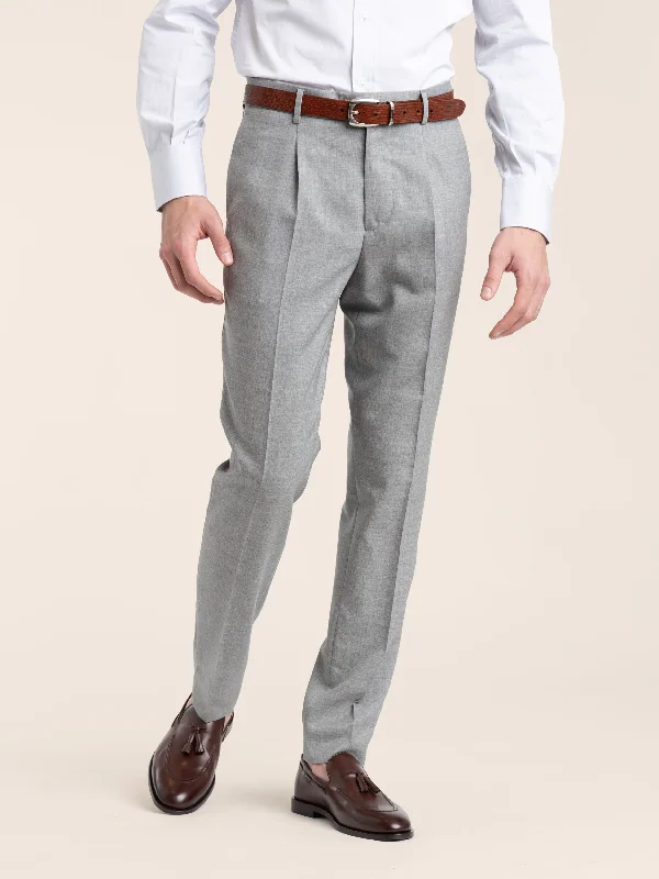 Pearl Grey Virgin Wool Fresco Trousers Trousers Formal Black