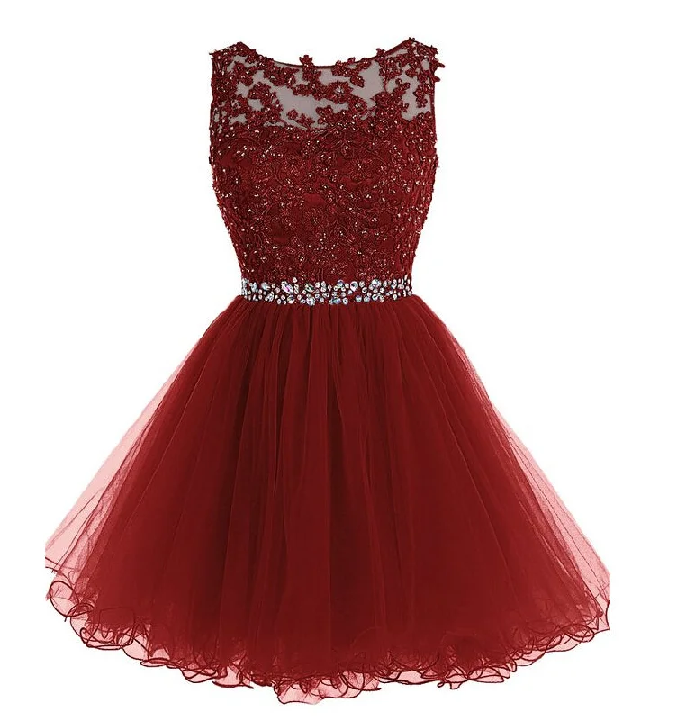 Burgundy Homecoming Dress, Short Prom Dress ,Back To School Party Dress