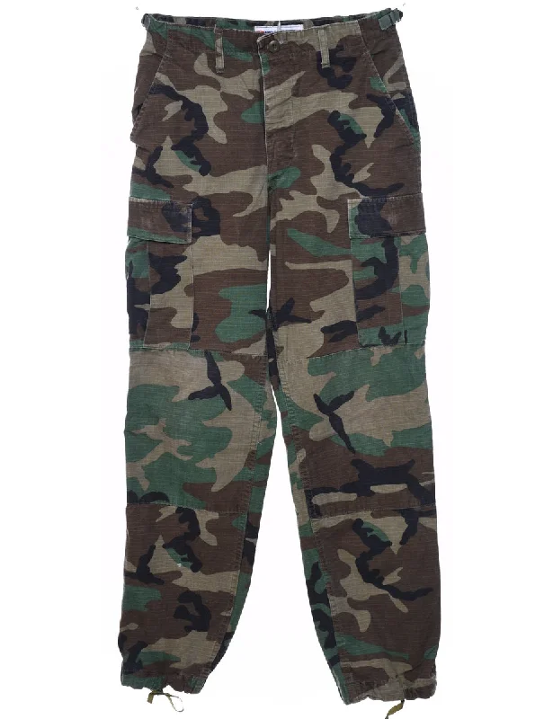 U.S Woodland Camouflage Design Cargo Trousers - W28 L32 Trousers versatile functional