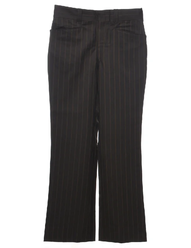 Wool Striped Pattern Trousers - W31 L32 Trousers chic fashionable