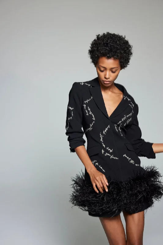 Cinq a Sept FEATHER AND SCRIPT EMBELLISHED JOEL DRESS