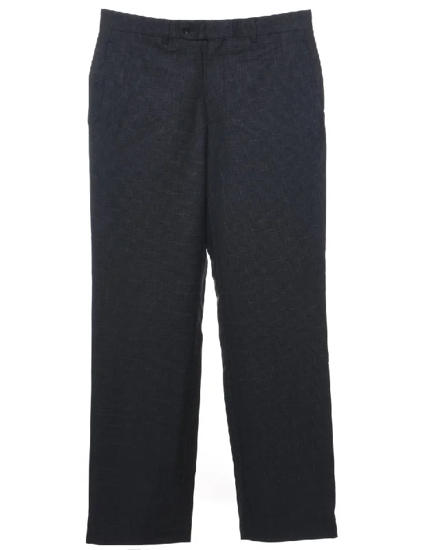 Wool Checked Pattern Trousers - W33 L32 Trousers High Rise Slim Fit