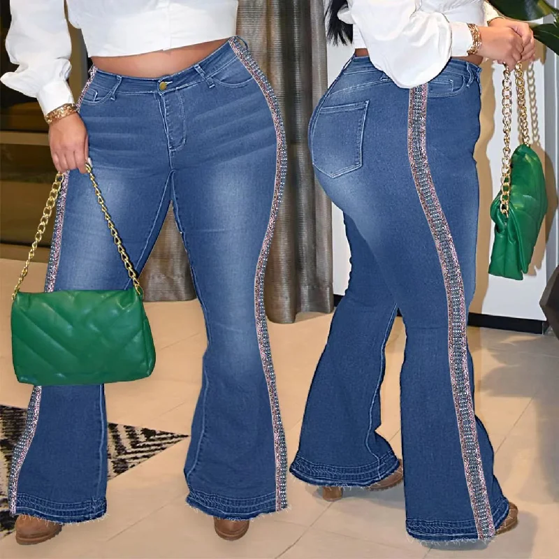 J&H 2023 new arrivals 4XL plus size bell bottom jeans women fashion stretchy denim pants high waist sexy casual trousers Trousers Business Professional J&H 2023 new arrivals 4XL plus size bell bottom jeans women fashion stretchy denim pants high waist sexy casual trousers Trousers Business Professional