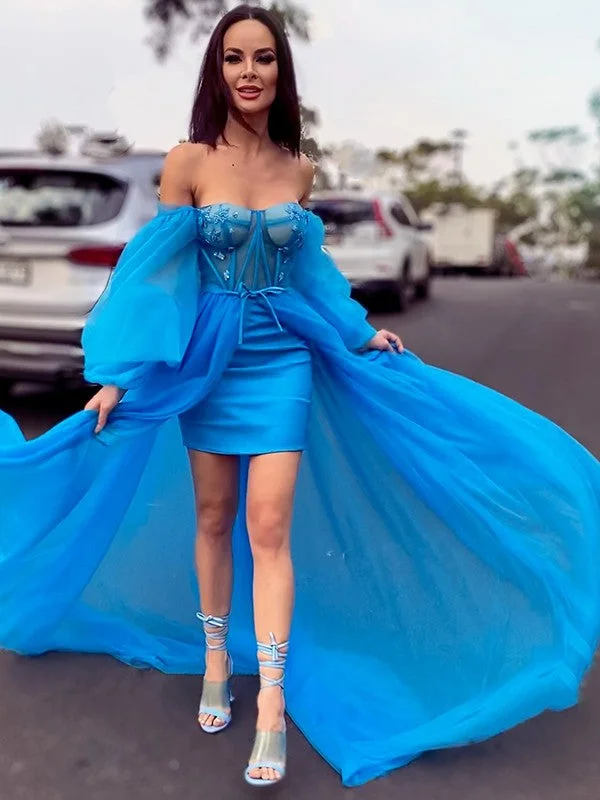 A-Line/Princess Tulle Beading Off-the-Shoulder Long Sleeves Sweep/Brush Train Dresses prom Dresses cg19529 A-Line/Princess Tulle Beading Off-the-Shoulder Long Sleeves Sweep/Brush Train Dresses prom Dresses cg19529