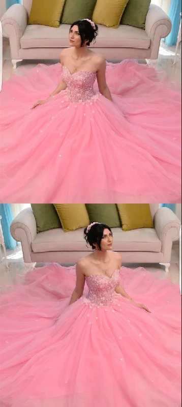 Elegant Long Prom Dresses blush pink quinceanera dresses ball gown sweetheart with 3d flowers cg19319 Elegant Long Prom Dresses blush pink quinceanera dresses ball gown sweetheart with 3d flowers cg19319