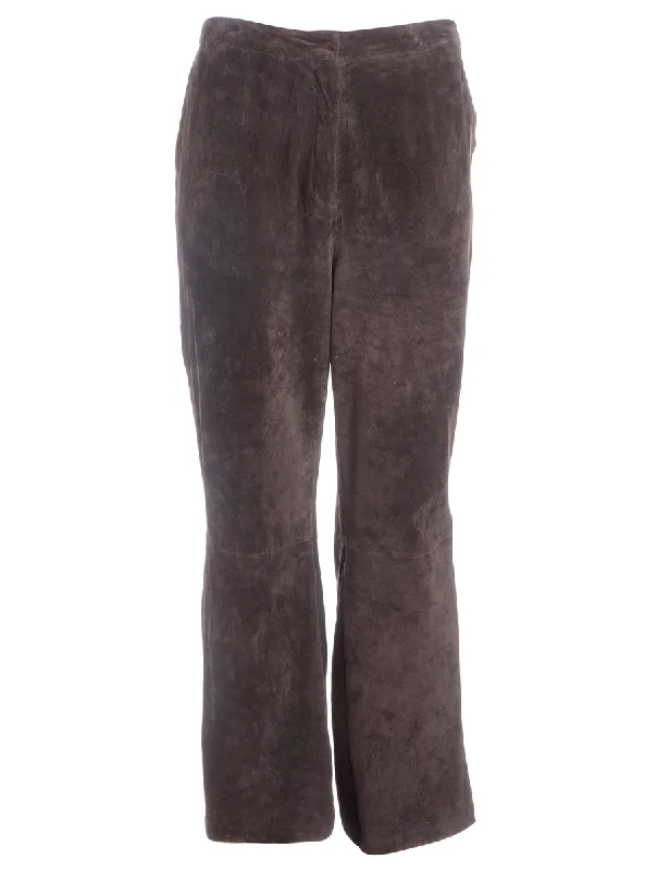 Reworked Suede Cali Bootcut Trousers - W34 Trousers Formal Black