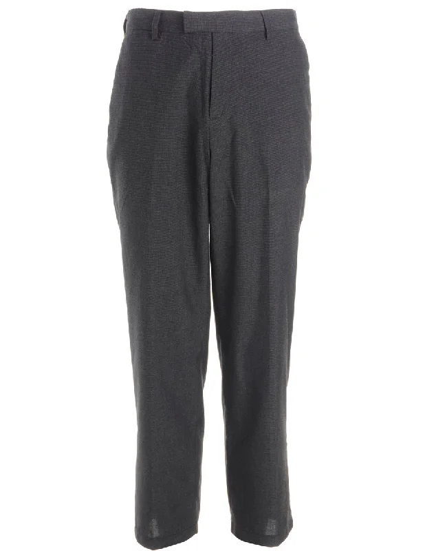 Reworked Lewis Cropped Smart Trousers - W35 Trousers Denim Distressed